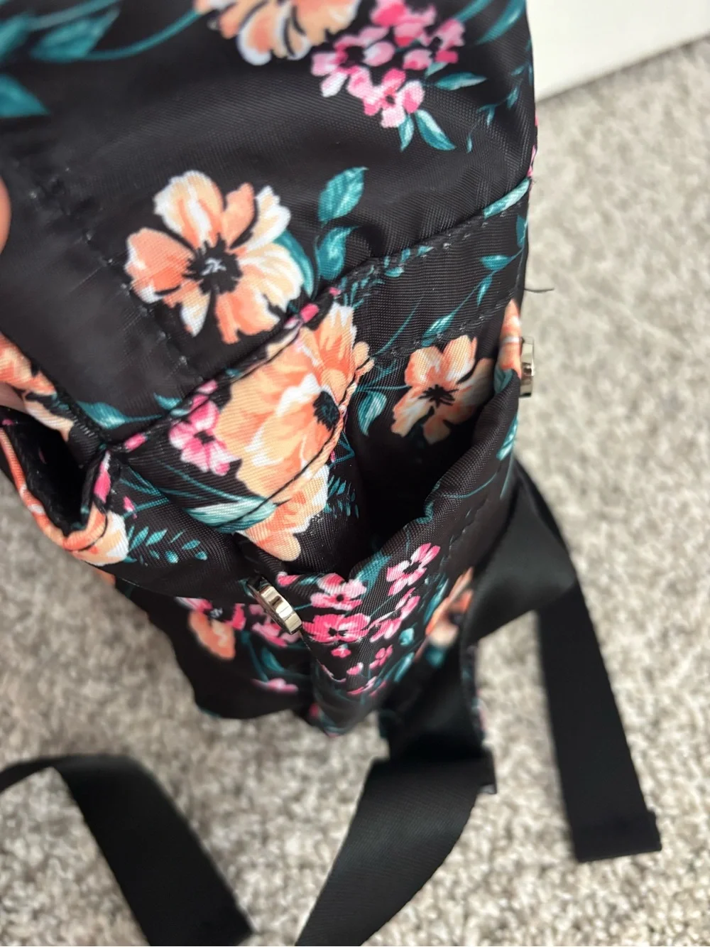 black floral mini backpack